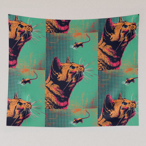 Item preview, Pop Art Illustration of Cat Ready to Attack Mouse designed and sold by Piotrek0001.