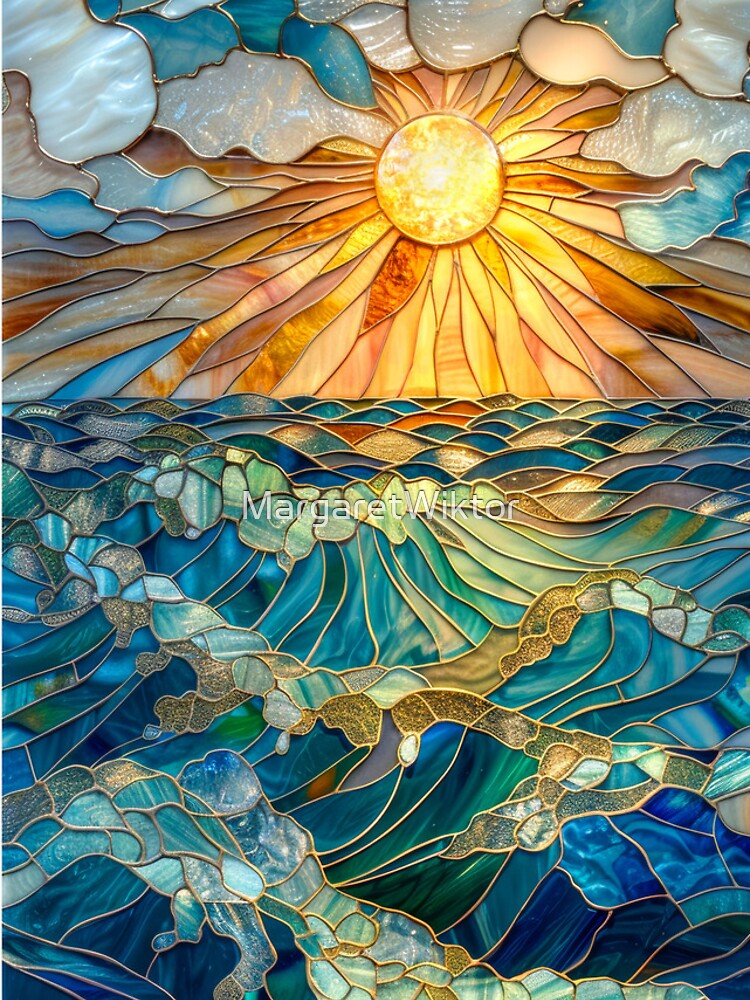 Whimsical Sunset Ocean: Stained Glass Mosaic iPhone Case