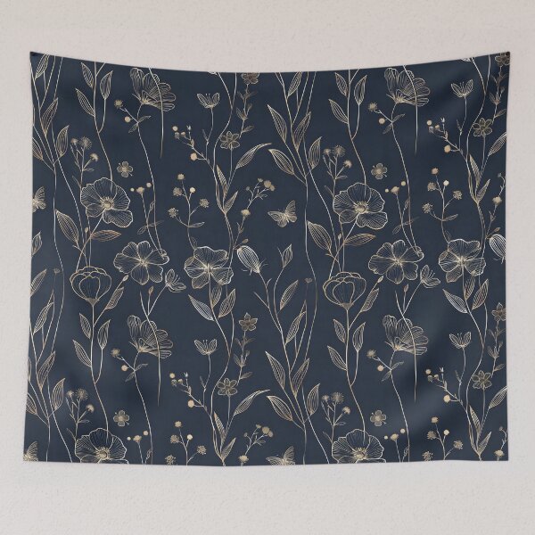 Item preview, Beautiful Delicate Outlined golden floral and butterfly pattern designed and sold by victorsuarez.