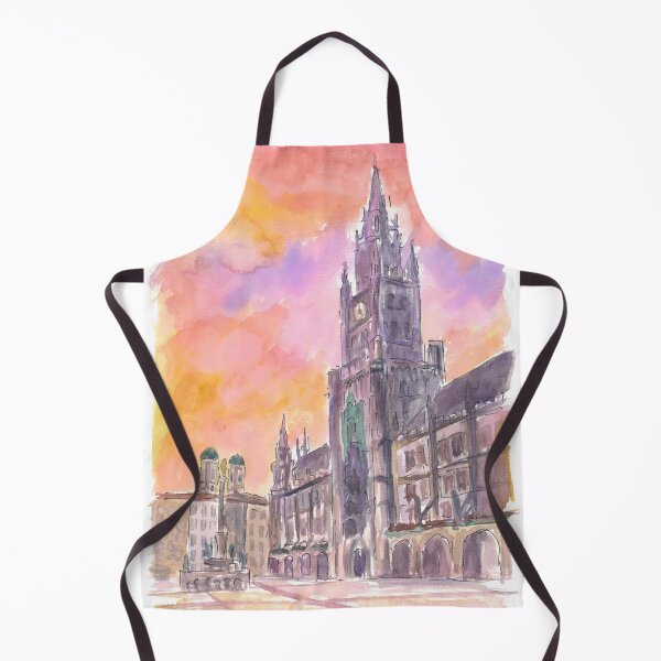 Item preview, Munich's Marienplatz with Town hall, Frauenkirche and a Flaming Sky designed and sold by artshop77.
