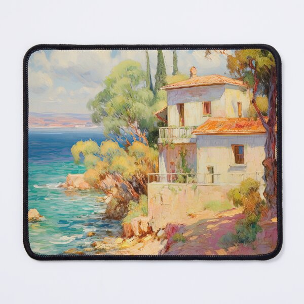 Item preview, House on cliffs and rough ocean with cliffs no.2 - Acrylic landscape painting designed and sold by TheArtistOf2022.