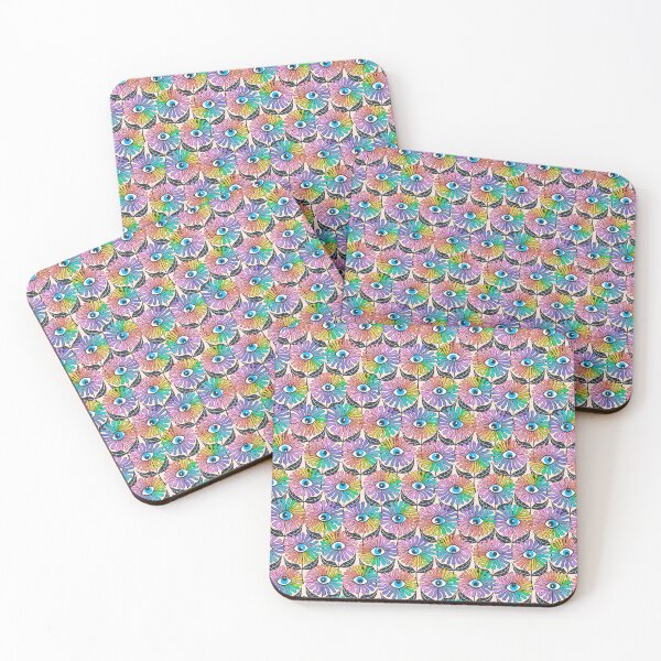 Item preview, funky flowereyes- fun cool modern retro pattern with groovy psychedelic all seeing rainbow eye blooms designed and sold by artgeige.