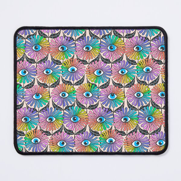 Item preview, funky flowereyes- fun cool modern retro pattern with groovy psychedelic all seeing rainbow eye blooms designed and sold by artgeige.