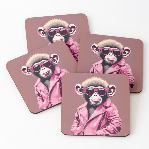 Item preview, Cool Vibes: Sunglass-Wearing Monkey in a Pink Jacket designed and sold by Emilyprintart.