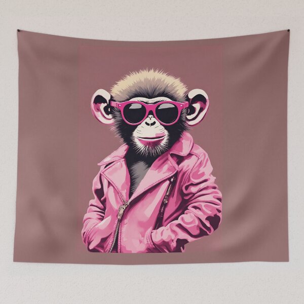 Item preview, Cool Vibes: Sunglass-Wearing Monkey in a Pink Jacket designed and sold by Emilyprintart.