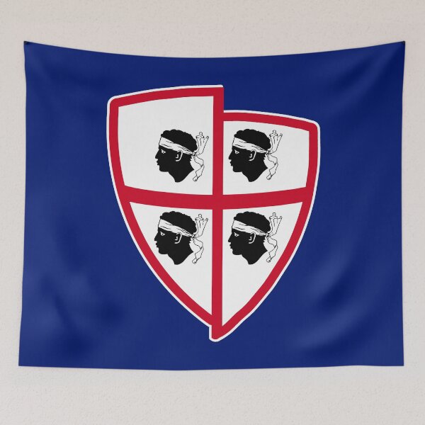Item preview, Sardegna - Sardinia flag - Bandiera 4 mori retro style shield designed and sold by miskaralise.
