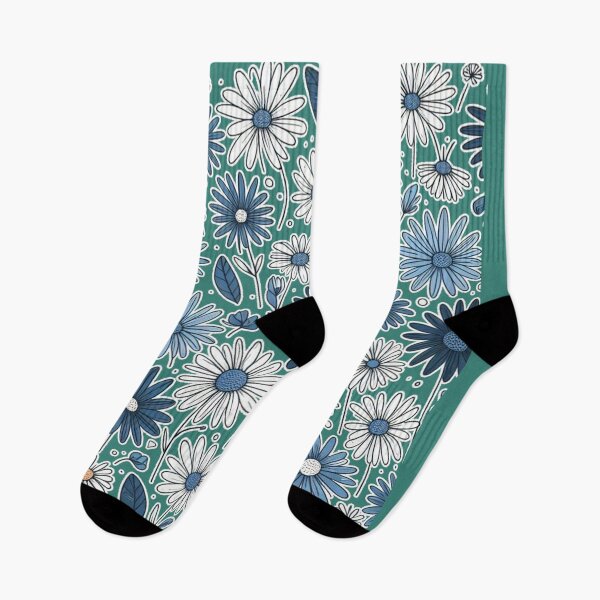 Item preview, Flowers Navy white Blue Green Pattern  designed and sold by Nanthanon.