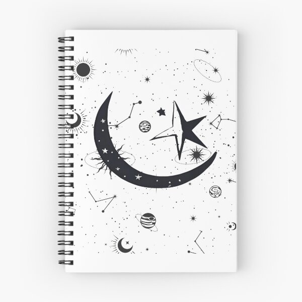Item preview, Black and White Night: Moon and Stars | witchy |starry night designed and sold by FitEnvy.