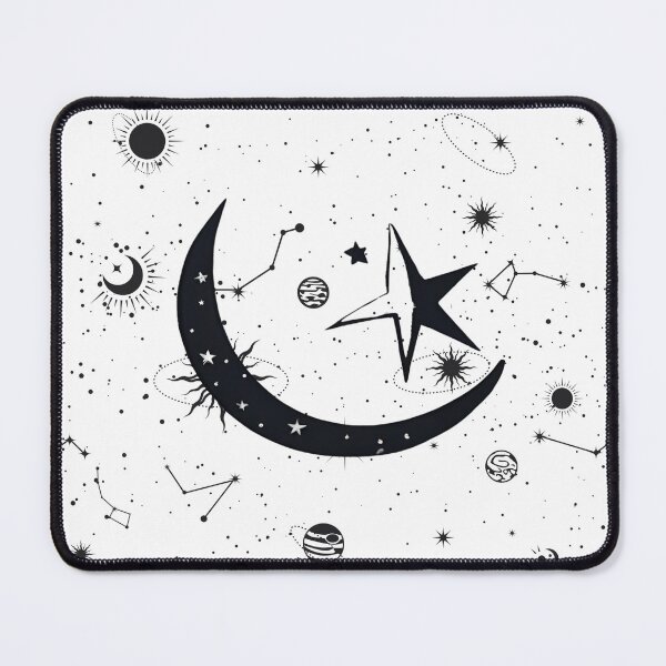 Item preview, Black and White Night: Moon and Stars | witchy |starry night designed and sold by FitEnvy.