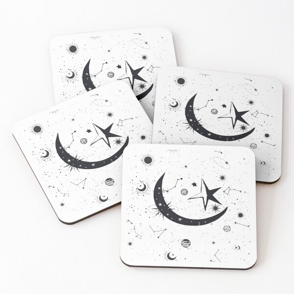 Item preview, Black and White Night: Moon and Stars | witchy |starry night designed and sold by FitEnvy.