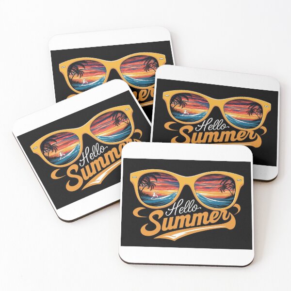 Item preview, Retro Summer Vibes: Sunglasses Reflecting Beach Scene with Hello Summer Typography designed and sold by Colorful-Garden.