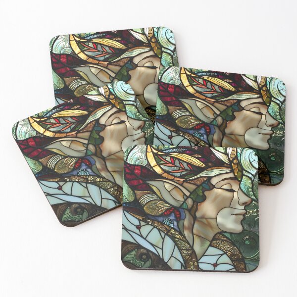 Item preview, Enchanted Elf in Decorative Green Attire | Stained Glass Art designed and sold by mebraart.