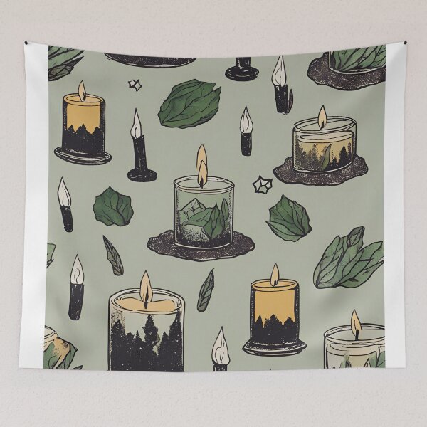 Item preview, Sage and Candles | Witchy vibes | sage candle pattern | witchy pattern designed and sold by FitEnvy.