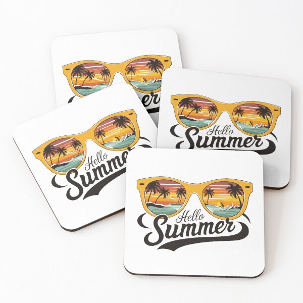Item preview, Retro Summer Vibes: Sunglasses Reflecting Beach Scene with Hello Summer Typography designed and sold by Colorful-Garden.