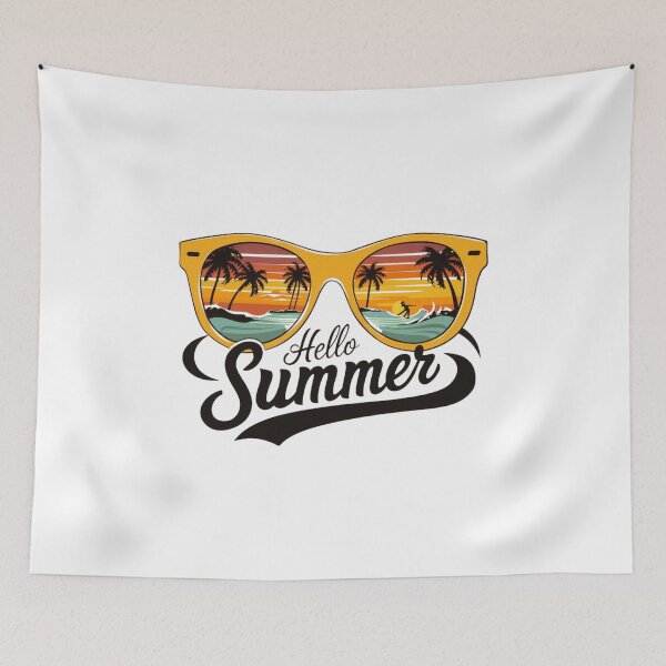 Item preview, Retro Summer Vibes: Sunglasses Reflecting Beach Scene with Hello Summer Typography designed and sold by Colorful-Garden.