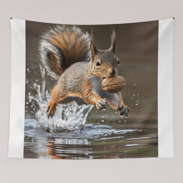 Item preview, Squirrel running for nuts. designed and sold by MyHappyArtShop.