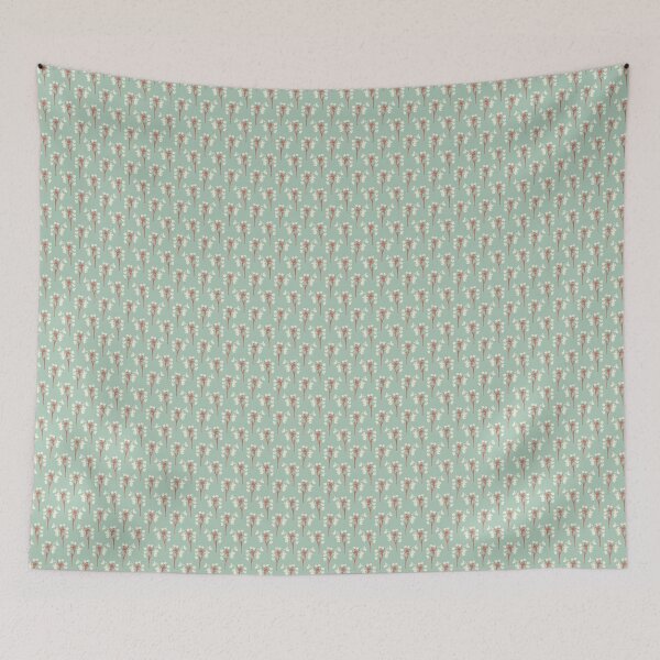Item preview, dried flowers brick and ecru on teal green background designed and sold by cezidesign.