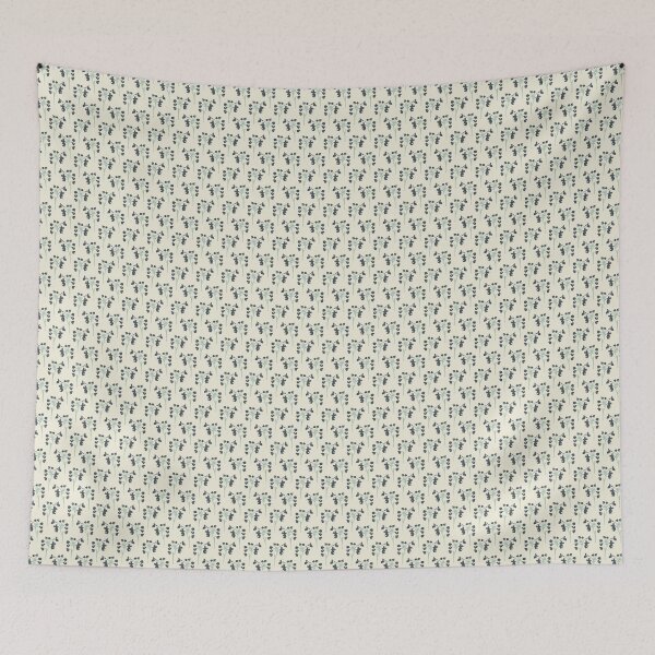 Item preview, Dried flowers teal and charcoal on cream background designed and sold by cezidesign.