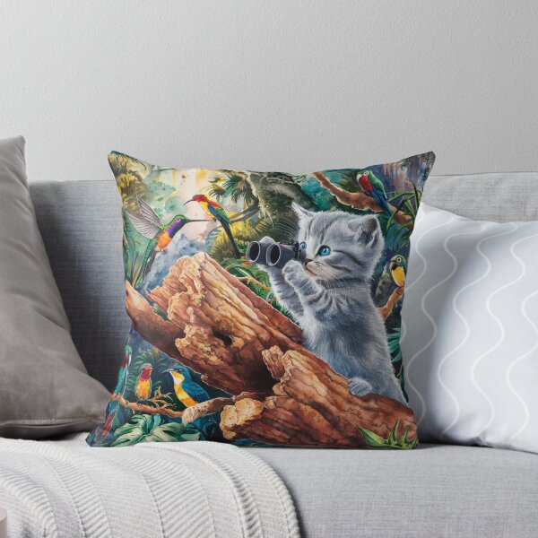 Item preview, A Cute Gray Kitten Birdwatching designed and sold by pixelplaza.
