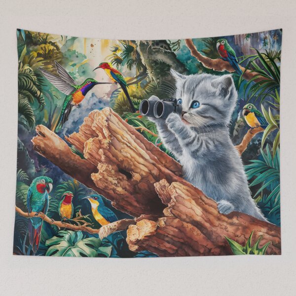 Item preview, A Cute Gray Kitten Birdwatching designed and sold by pixelplaza.