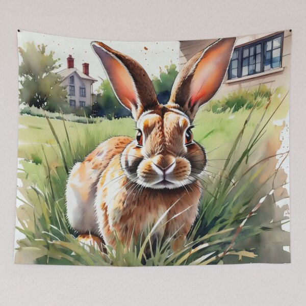 Item preview, Rabbit In Grass Watercolor Painting designed and sold by Bunmigraphics .
