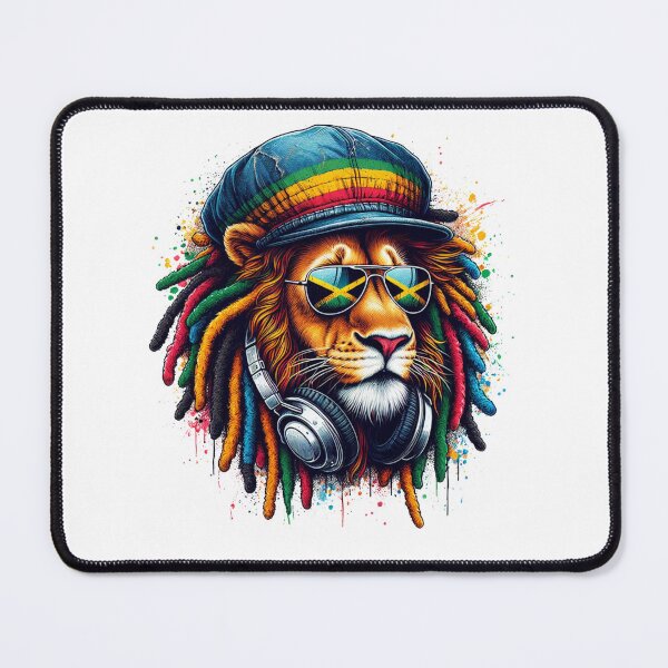 Item preview, Jamaican Rasta Flag Lion Of Judah Reggae Music headphones Lion designed and sold by MERCH HQ.