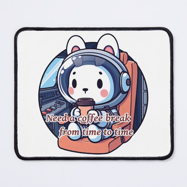 Item preview, Cute White Bunny in Space suit Holding a Coffee Cup Need a Coffee Break from time to time inside a flight deck designed and sold by Marvinarts d.
