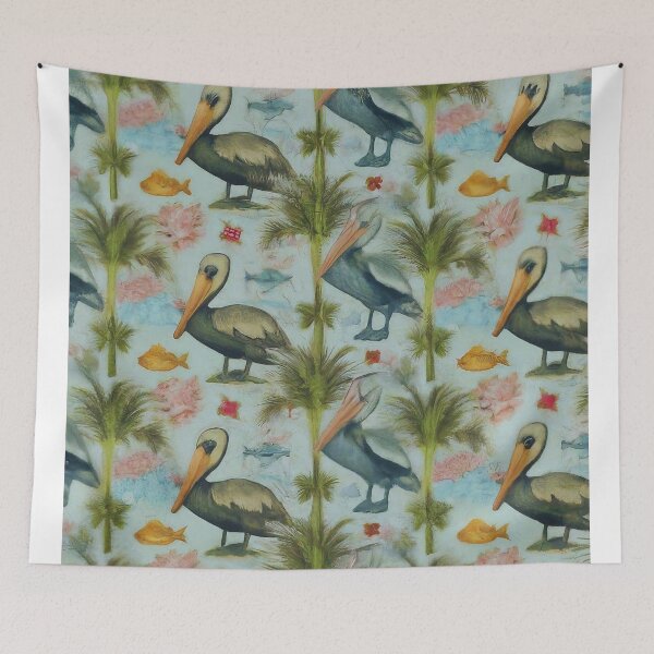 Item preview, Summer Pelican Pattern | Vibrant Seasonal Art Prints designed and sold by FitEnvy.
