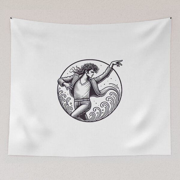 Item preview, Dancer Surrounded by Waves - Line Art - Pop Music designed and sold by Fenay Designs.