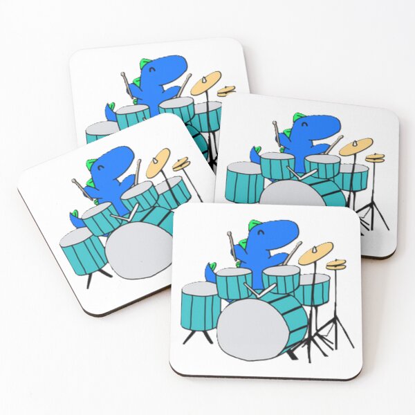 Item preview, Dino playing drums designed and sold by Lydia Conder.