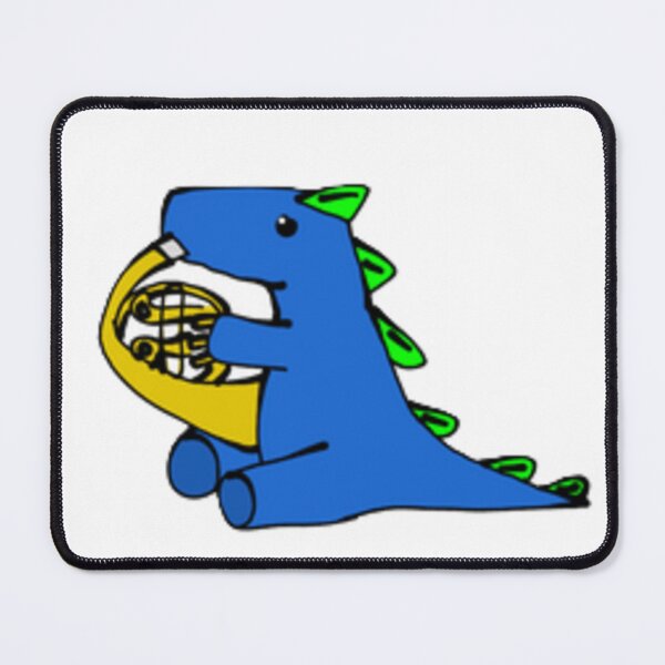 Item preview, dino playing french horn designed and sold by Lydia Conder.