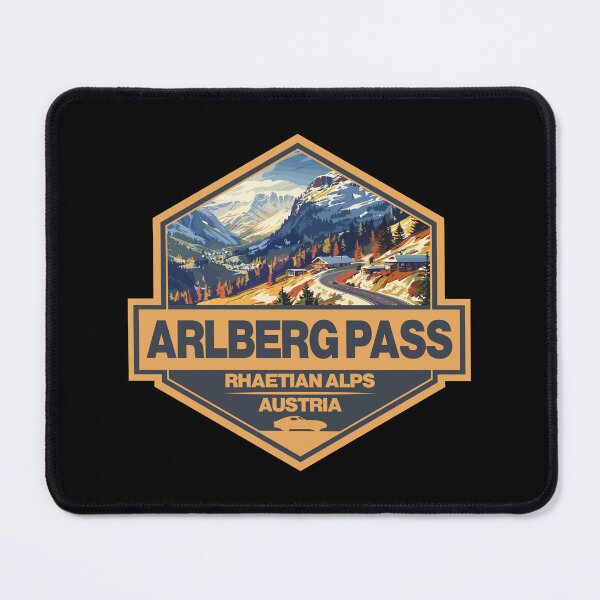 Item preview, Arlberg Pass Austria Travel Art Badge designed and sold by KrisSidDesigns.