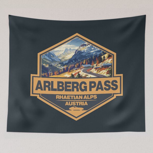 Item preview, Arlberg Pass Austria Travel Art Badge designed and sold by KrisSidDesigns.