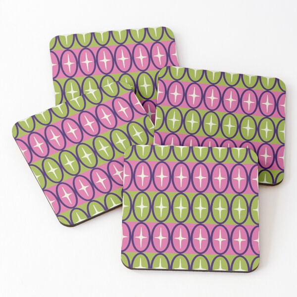 Item preview, Geometric Oval and Starburst Pattern Pink Blue and Green designed and sold by tonymagnerart.