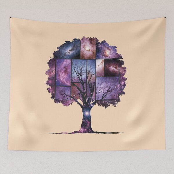 Item preview, a tree made from a collage of diverse galaxy images designed and sold by 123ks.