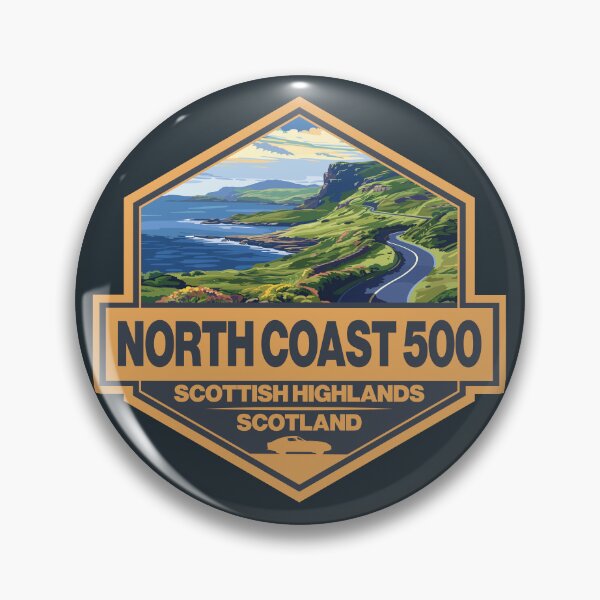Item preview, North Coast 500 Scotland Travel Art Badge designed and sold by KrisSidDesigns.