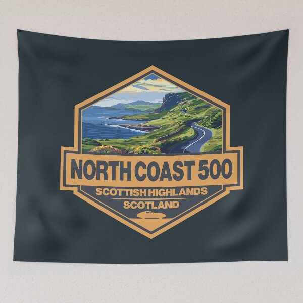 Item preview, North Coast 500 Scotland Travel Art Badge designed and sold by KrisSidDesigns.