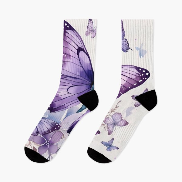 Item preview, Graceful Purple Butterflies and Floral Watercolor Art designed and sold by WhiteDoveArt.