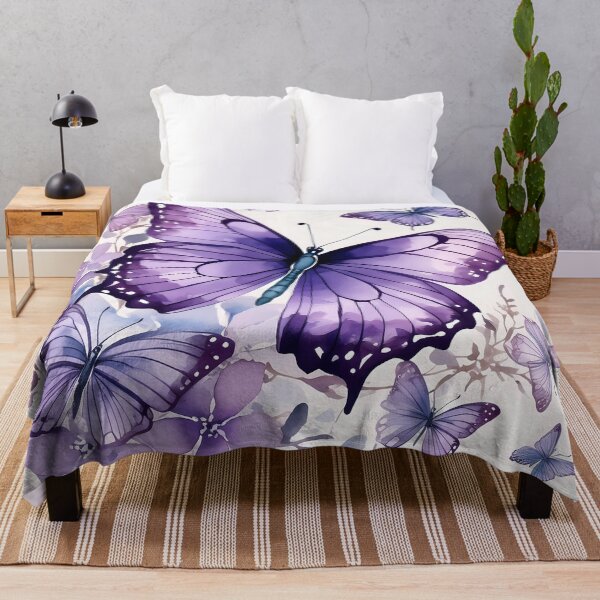 Item preview, Graceful Purple Butterflies and Floral Watercolor Art designed and sold by WhiteDoveArt.