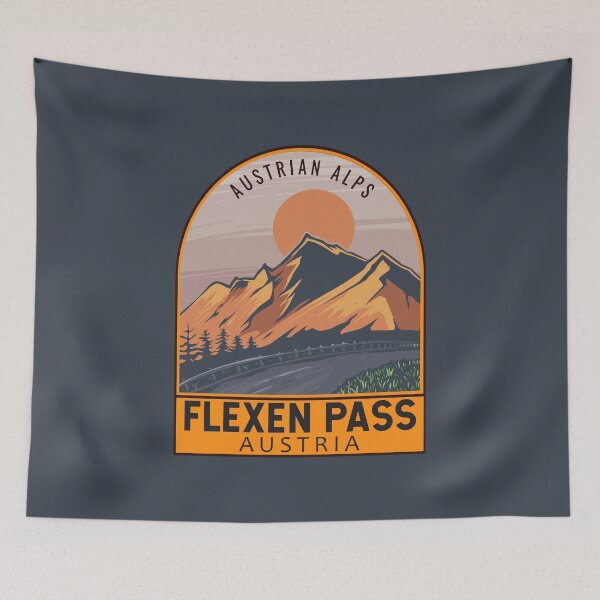 Item preview, Flexen Pass Austria Retro Travel Emblem designed and sold by KrisSidDesigns.