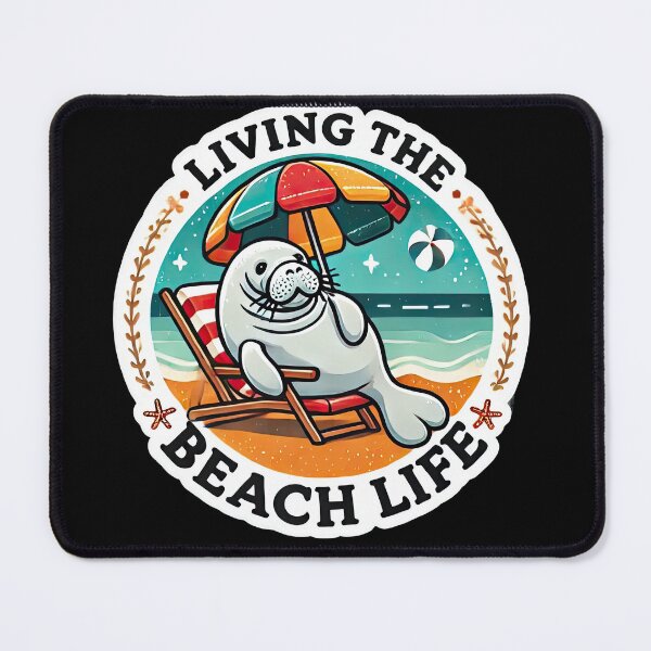 Item preview, Living the Beach Life - Amusing Manatee Enjoying Sunbath designed and sold by SandbarTees.