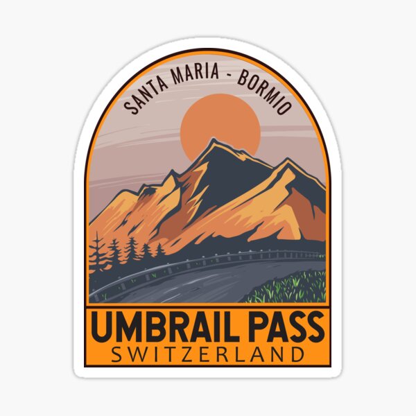 Item preview, Umbrail Pass Switzerland Retro Travel Emblem designed and sold by KrisSidDesigns.