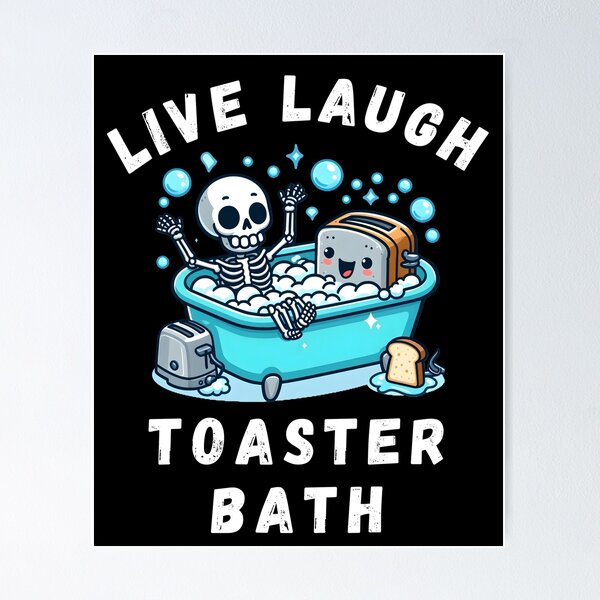Vista previa del artículo con la obra «Baño tostador Live Laugh, dicho sarcástico de meme desquiciado, divertido baño tostador Live Laugh», diseñado y vendido por CuzItsFunny.