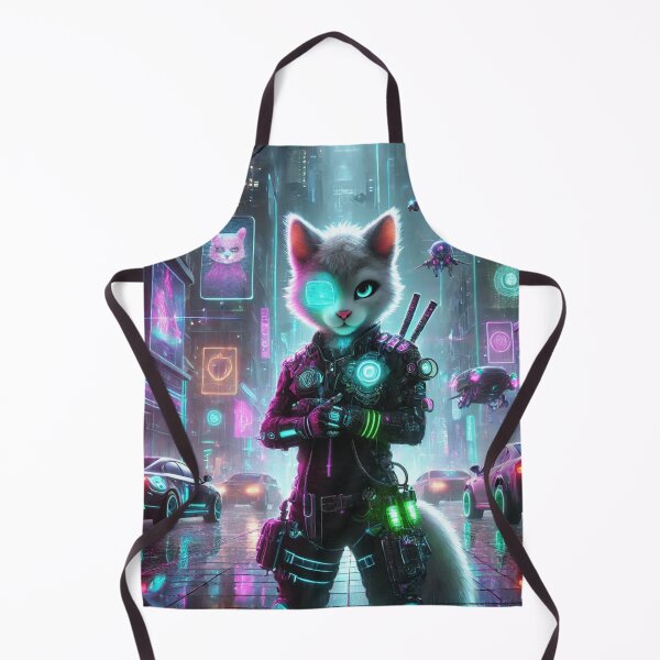 Item preview, Futuristic Cat Warrior in Neon District designed and sold by TeslaSt0re.