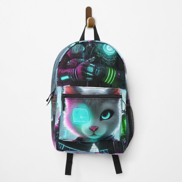 Item preview, Futuristic Cat Warrior in Neon District designed and sold by TeslaSt0re.