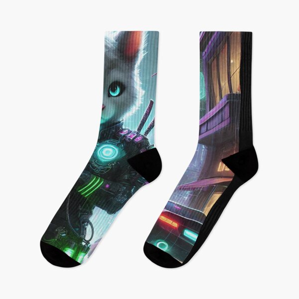 Item preview, Futuristic Cat Warrior in Neon District designed and sold by TeslaSt0re.