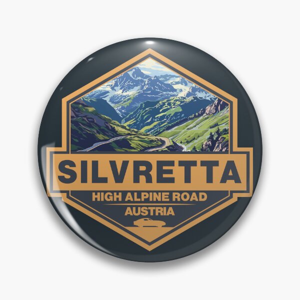 Item preview, Silvretta High Alpine Road Austria Travel Art Badge designed and sold by KrisSidDesigns.