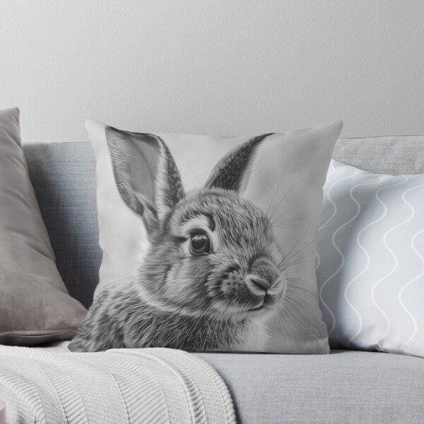 Item preview, Black and white Rabbit pencil drawing designed and sold by Pencil-Art.