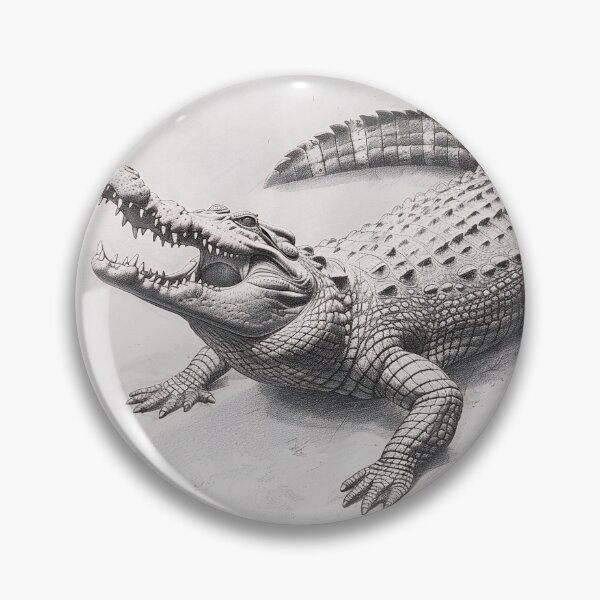 Item preview, Black and white Crocodile drawing designed and sold by Pencil-Art.