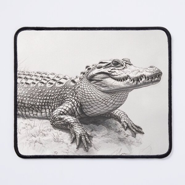Item preview, Black and white Crocodile drawing designed and sold by Pencil-Art.